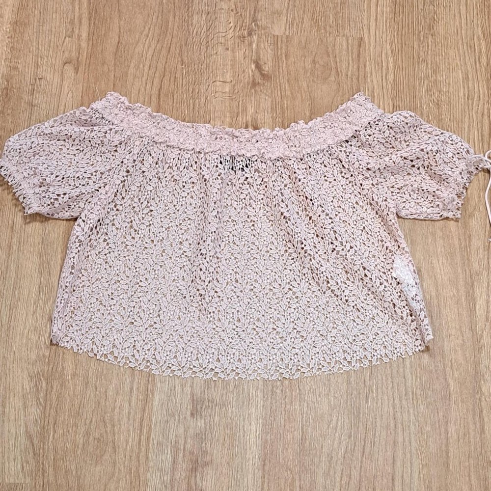 Zara Basic Rose Lace Crop Top - Medium - image 1